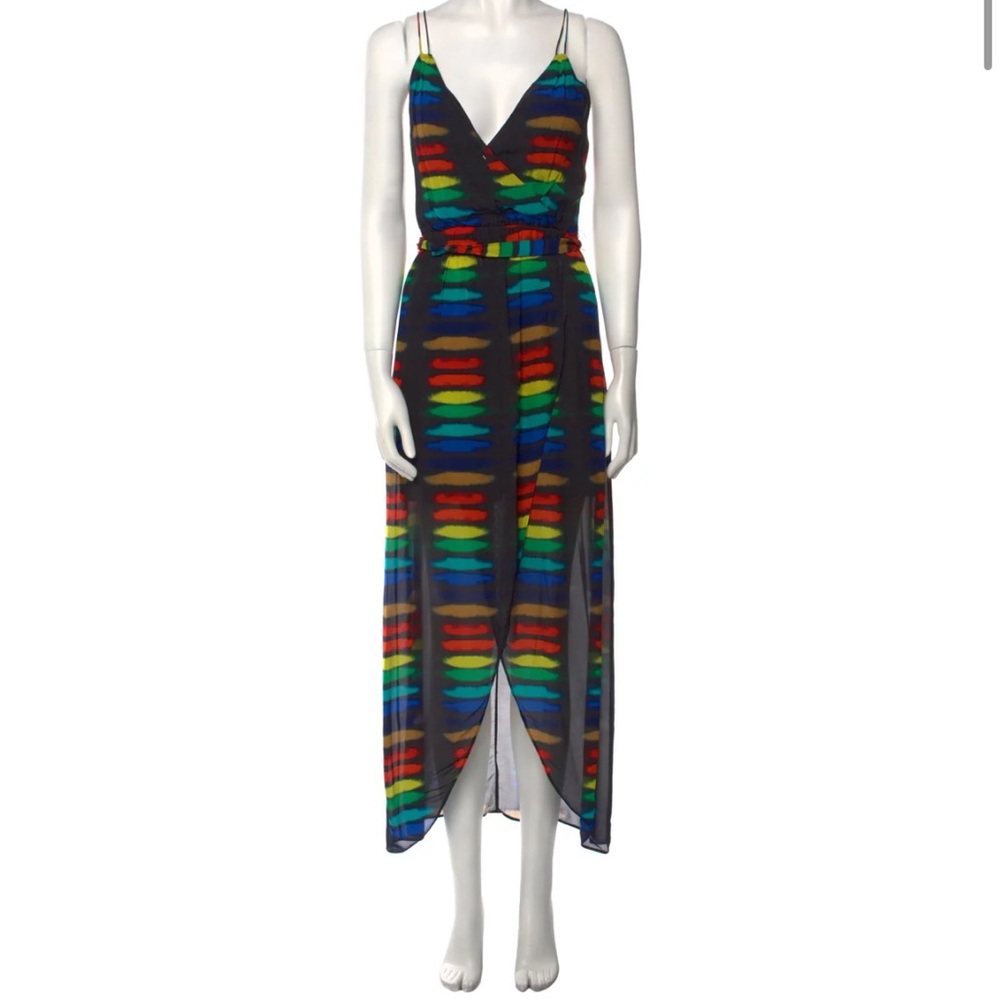 NWT Alice + Olivia Rainbox Tie-Dye Striped Midi Dress
